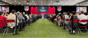 Convocation crowd and stage