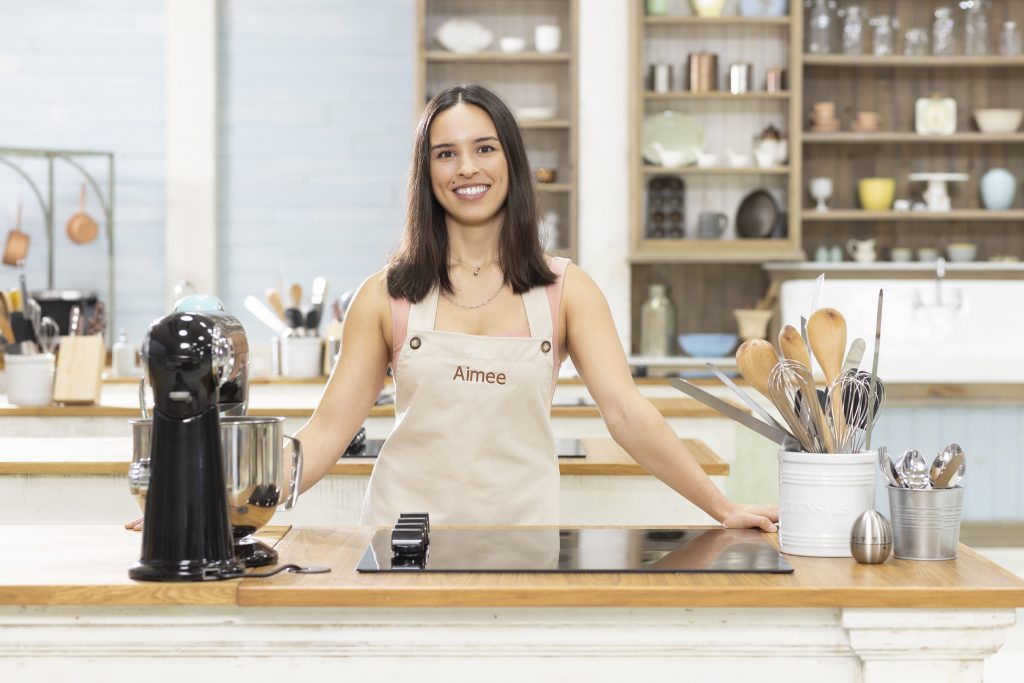 Aimee DeCruyenaere at the baking bench for the Great Canadian Baking Show