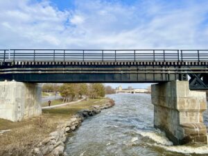 The O-Train bridge over the Rideau River.